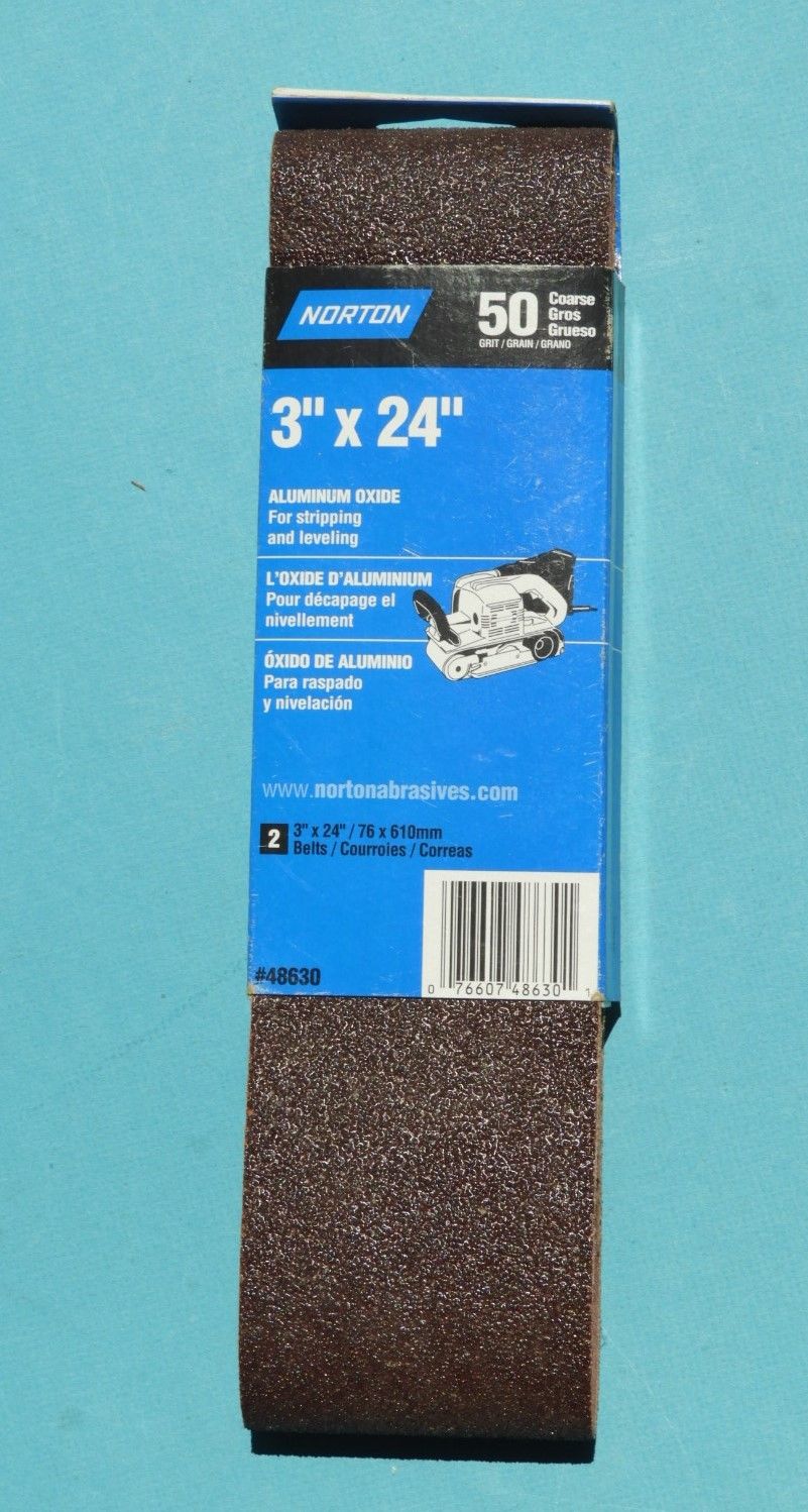 Norton 48630 3" x 24" 50 Grit Aluminum Oxide Sanding Belts 2 Pack USA