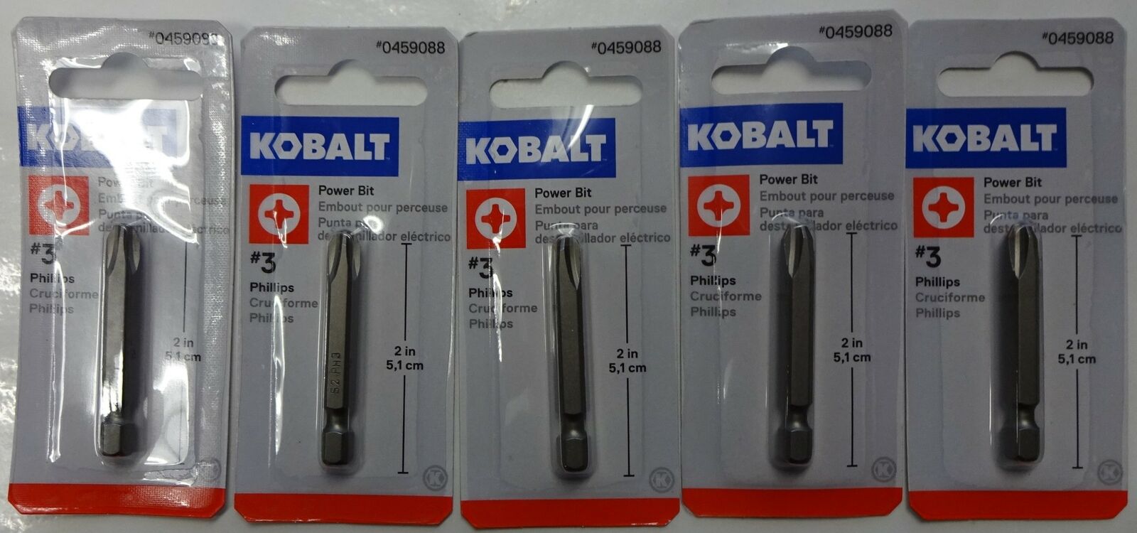 Kobalt 0459088 #3 Phillips 2” Power Bit 1873521 5 packs