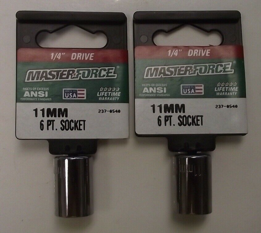 Masterforce MF10711 1/4" Drive 11mm 6-Point Socket 2pcs. USA