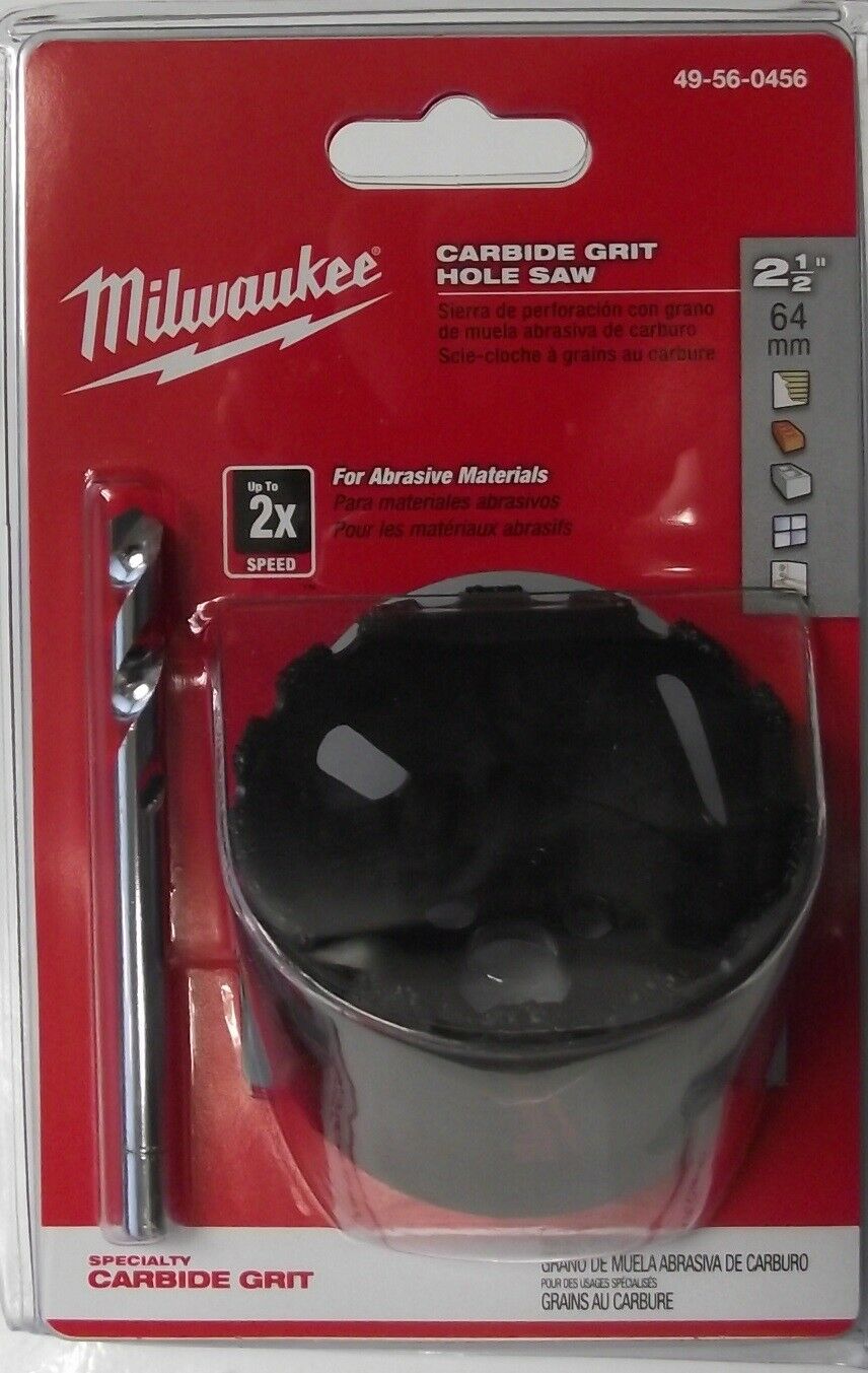 Milwaukee 49-56-0456 2-1/2" Carbide Grit Hole Saw With Bit