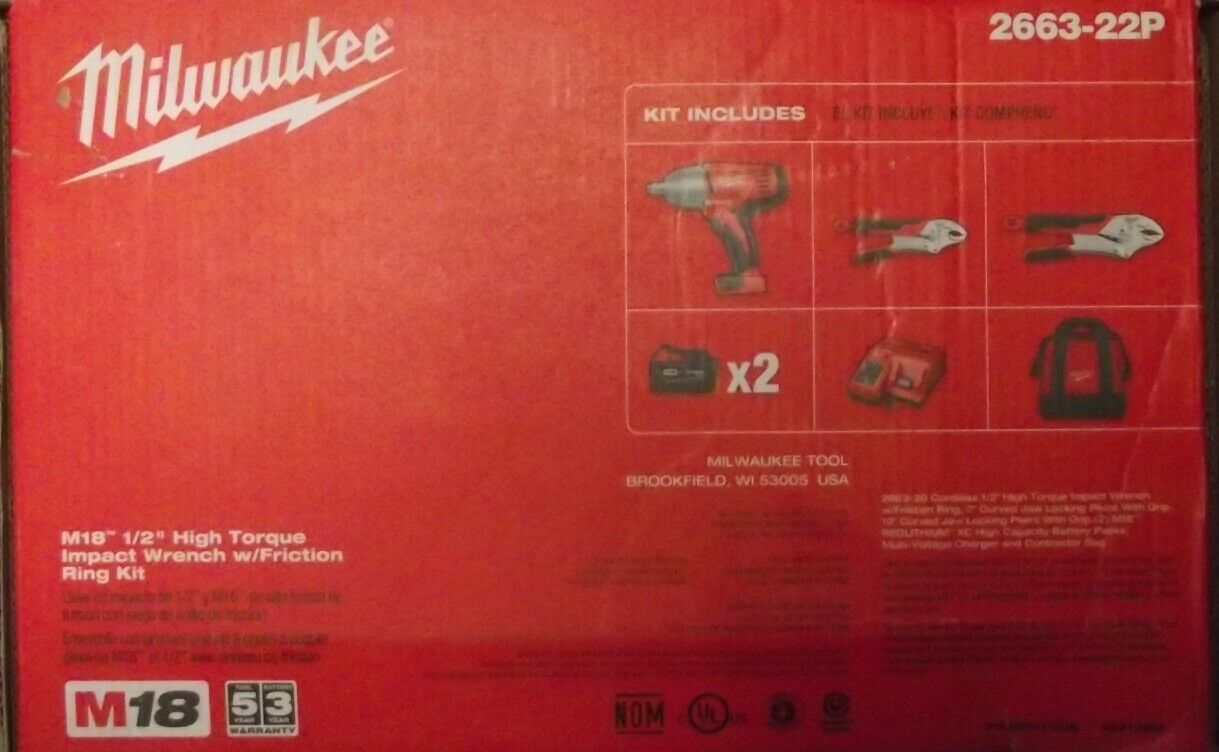 Milwaukee 2663-22P M18 1/2" High Torque Impact Wrench with Friction Ring Kit