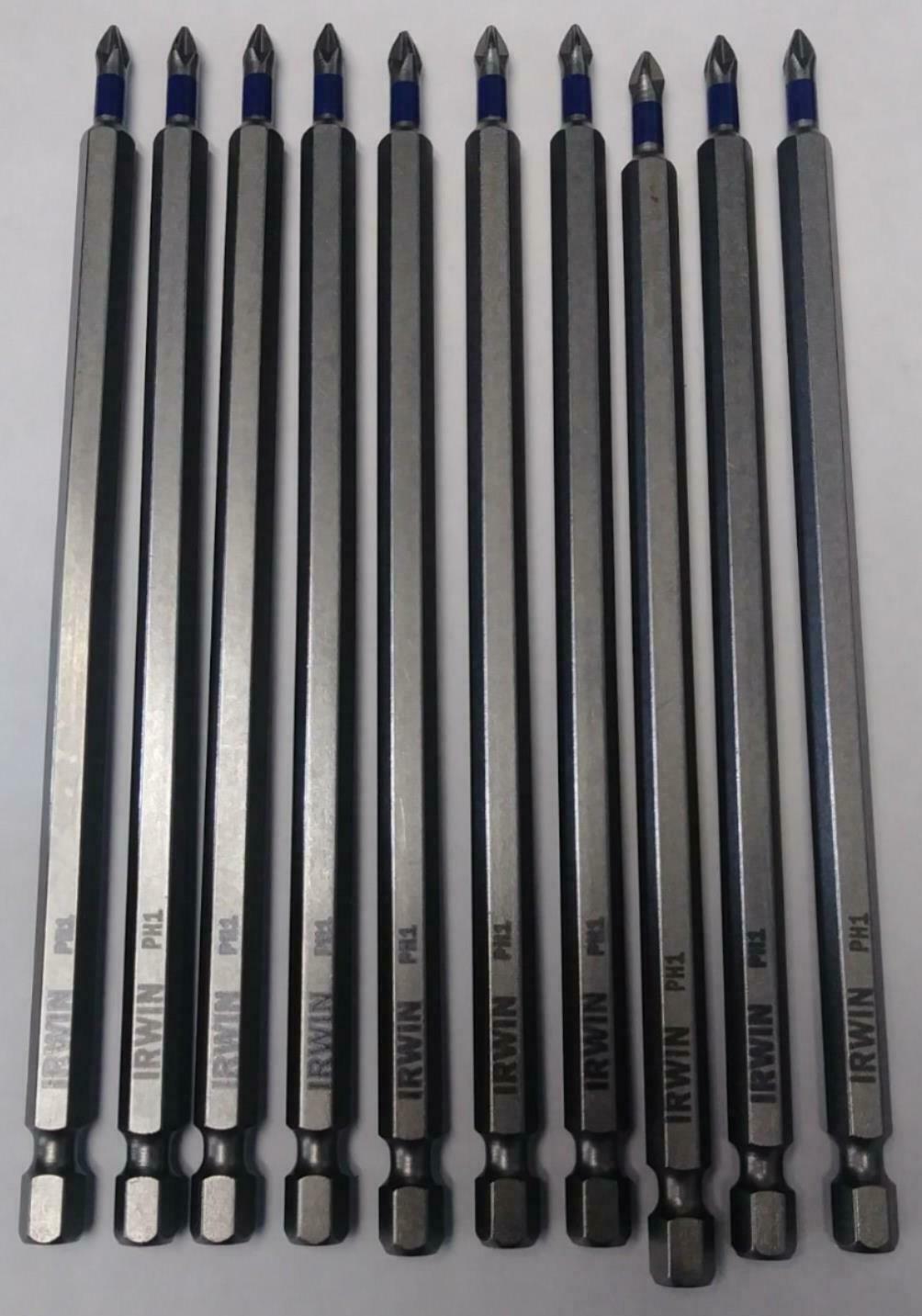 Irwin 4935296 #1 Phillips Torsion Power Bit 6" 10 Pack