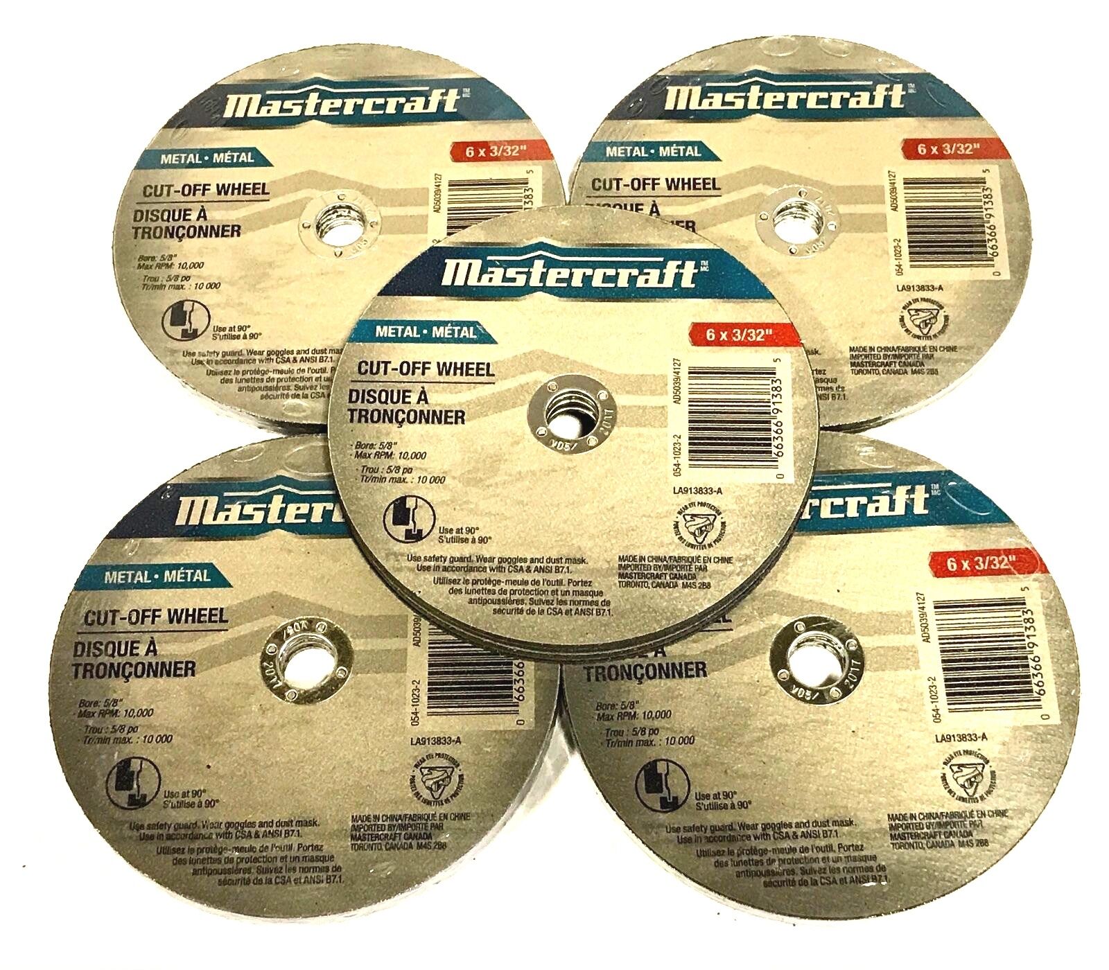 Mastercraft 913833 6" x 3/32" Metal Cut Off Wheel Disc 25 Pieces