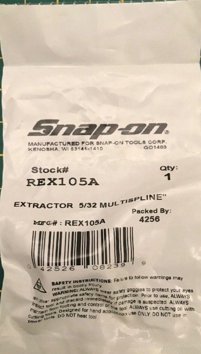 Snap-On REX105A 5/32" Multispline Extractor USA