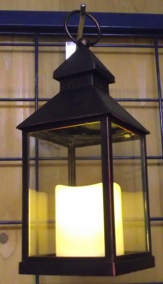 Decorative Brown Lantern 37892 With Battery Operated Candle 9-1/2" 2pcs