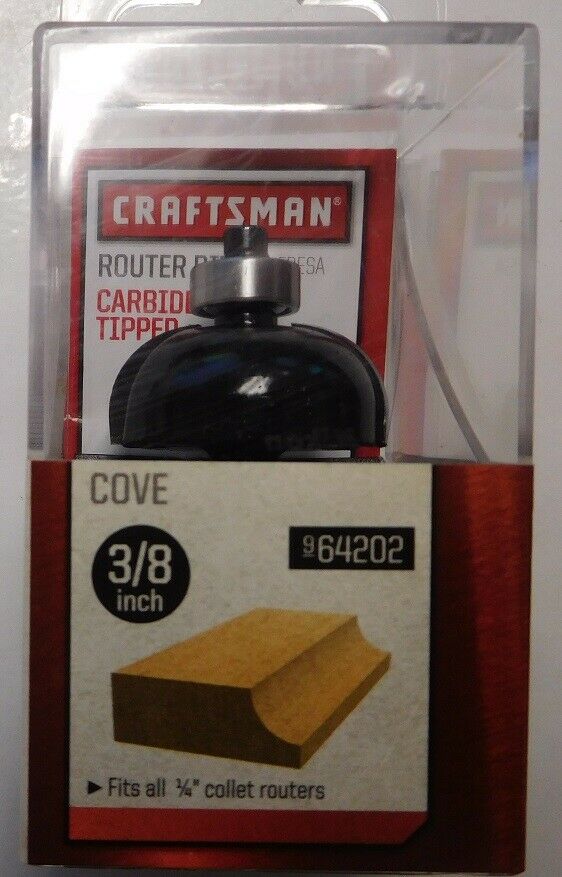 Craftsman 64202 3/8" Cove Carbide Router Bit 1/4" Shank