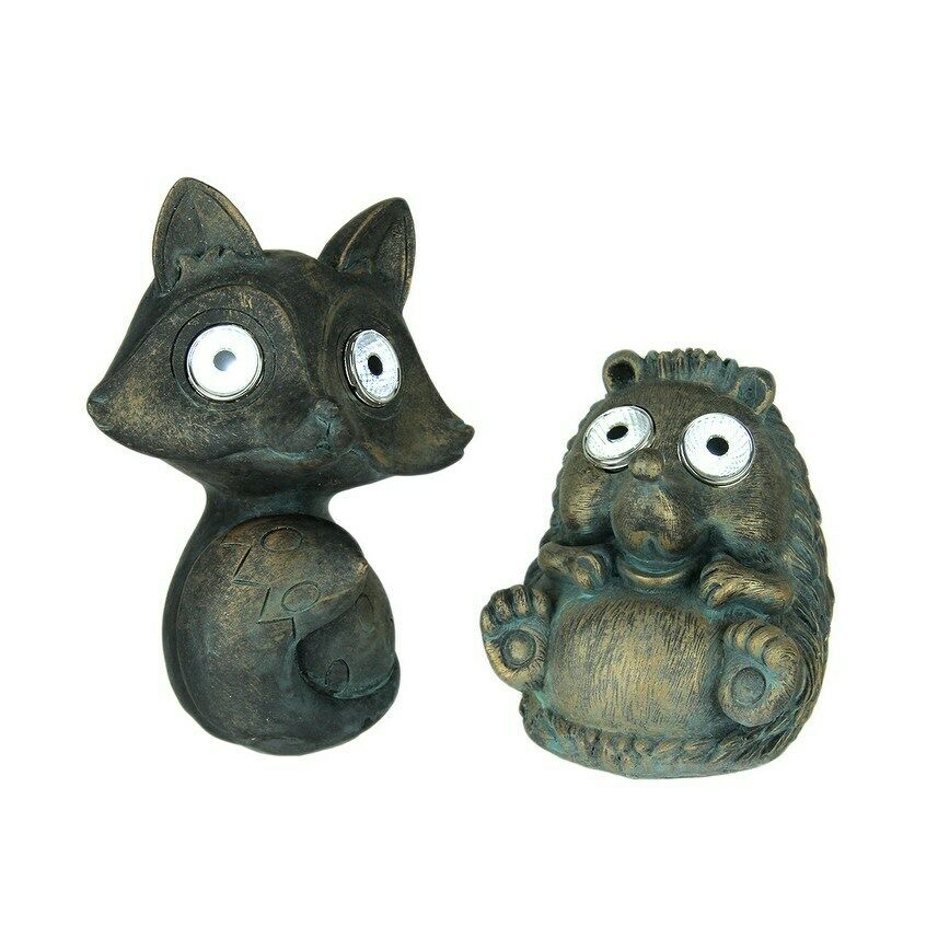 Forest Friends 37882 Fox and Hedgehog Solar Powered Eyes Statue Set