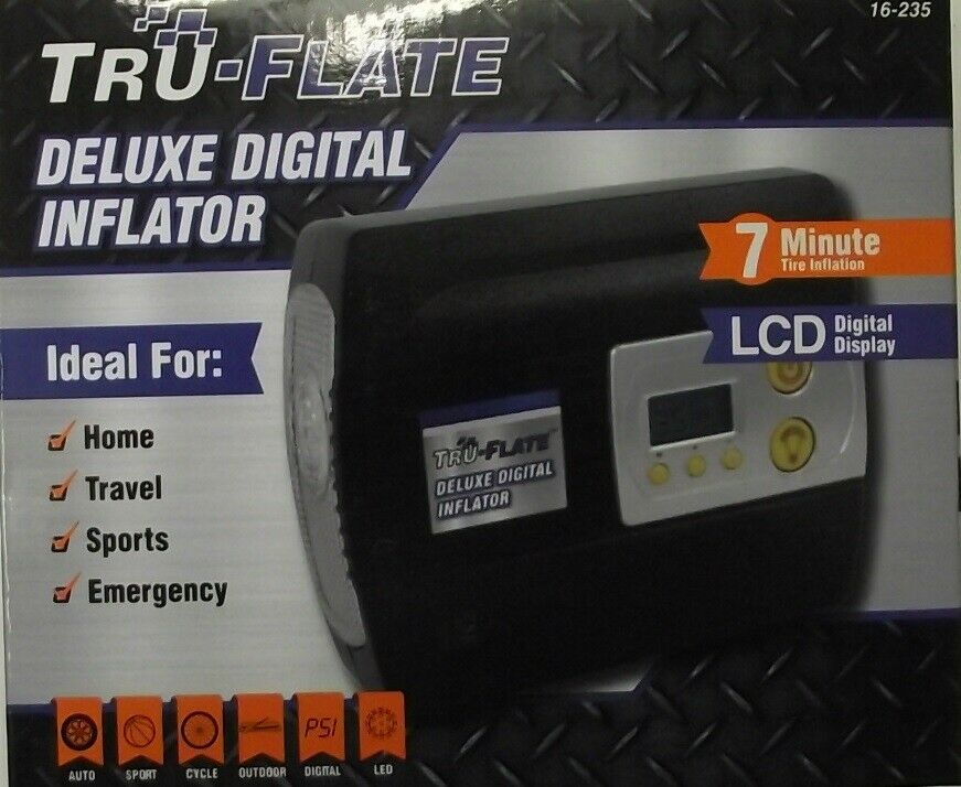Tru-Flate 16-235 12 Volt Deluxe Digital Inflator Gauge With Emergency Flashing Light