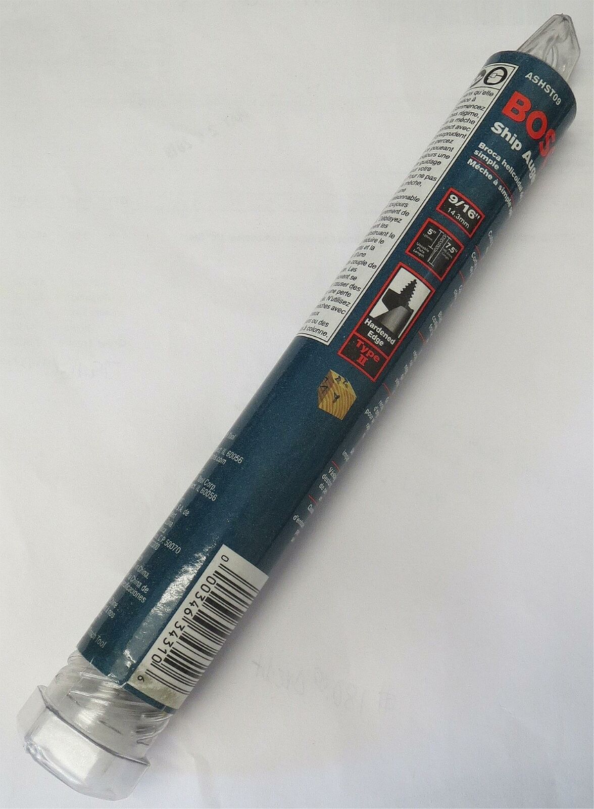 Bosch ASHST09 9/16" x 5" x 7-1/2" Type II Ship Auger Bit (Tubed)