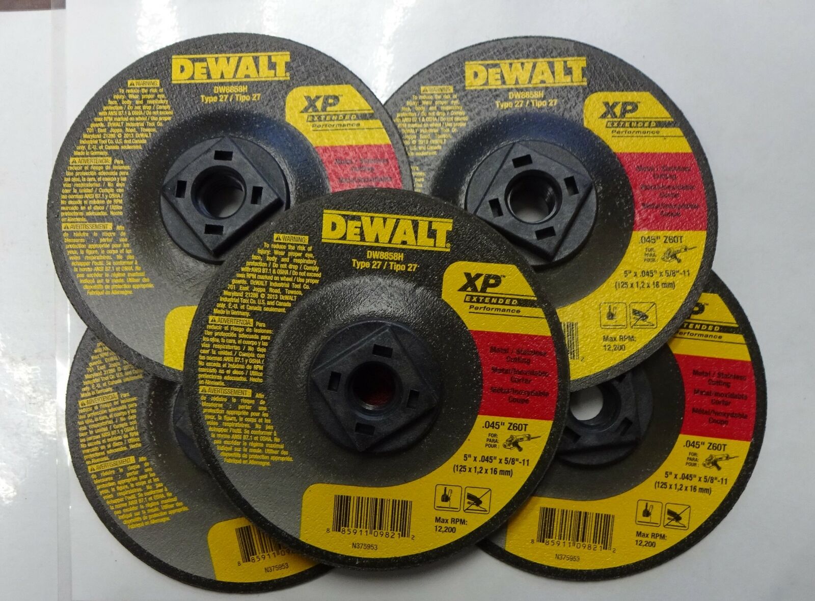 DeWalt DW8858H XP Metal Cutting Wheel 5/8-11 Arbor, 5" x 0.045" 5pcs. Germany