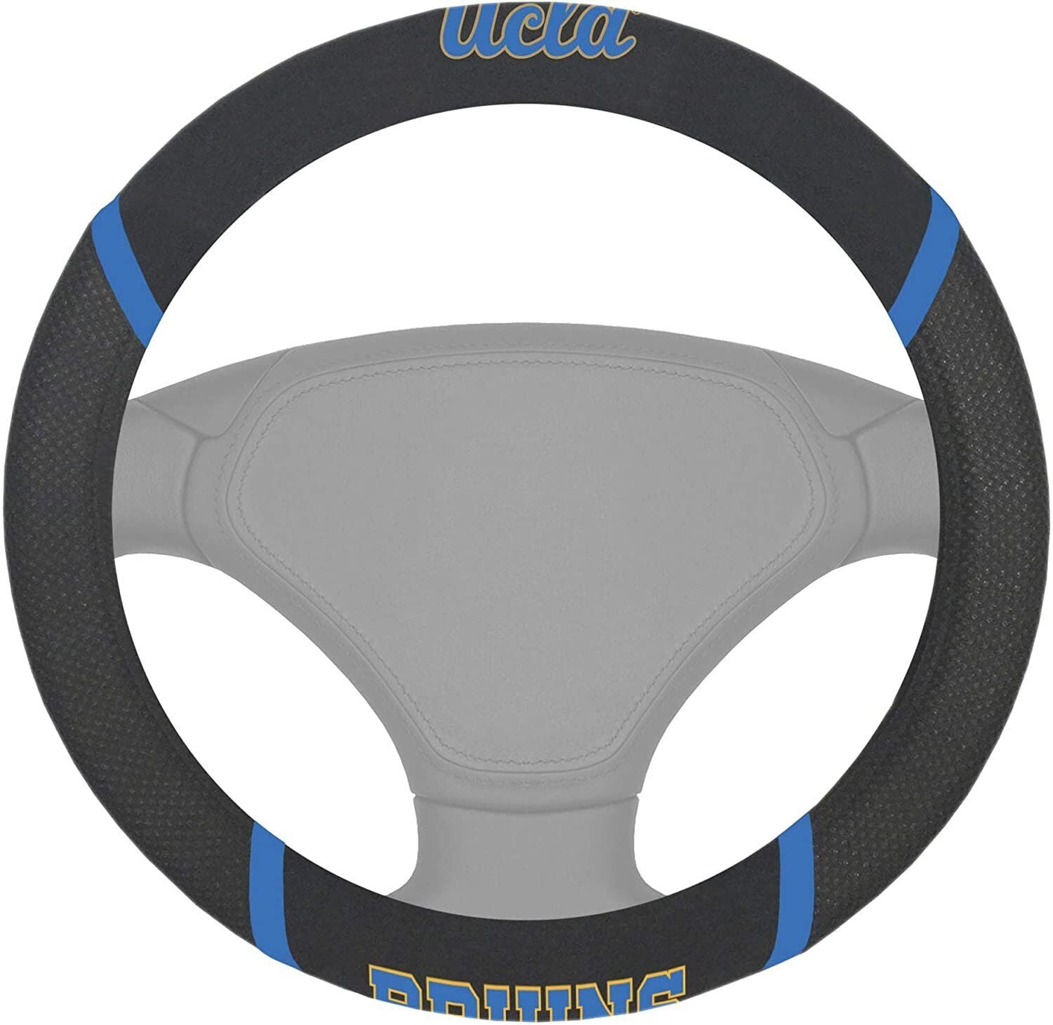 UCLA Bruins 21878 Premium 15 Inch Black Emroidered Steering Wheel Cover