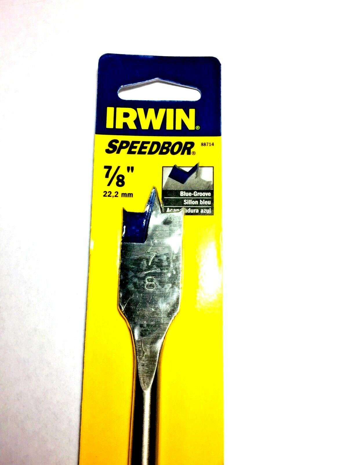 Irwin 88714 Speedbor 7/8" Paddle Bit / Spade Drill Bit 16" Long Blue Groove