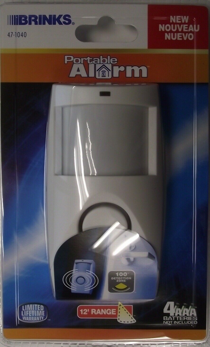 BRINKS 47-1040 Portable Motion Sensor Security Alarm w/ 12' Range