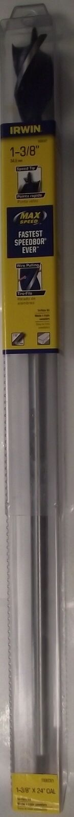 IRWIN 1866081 Tri-Flute SPEEDBOR MAX 1-3/8" x 24" Wood Drill Bit