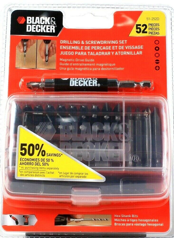 Black & Decker 51-252D 52 Piece Drilling & Screwdriving Set Magnetic Drive Guide