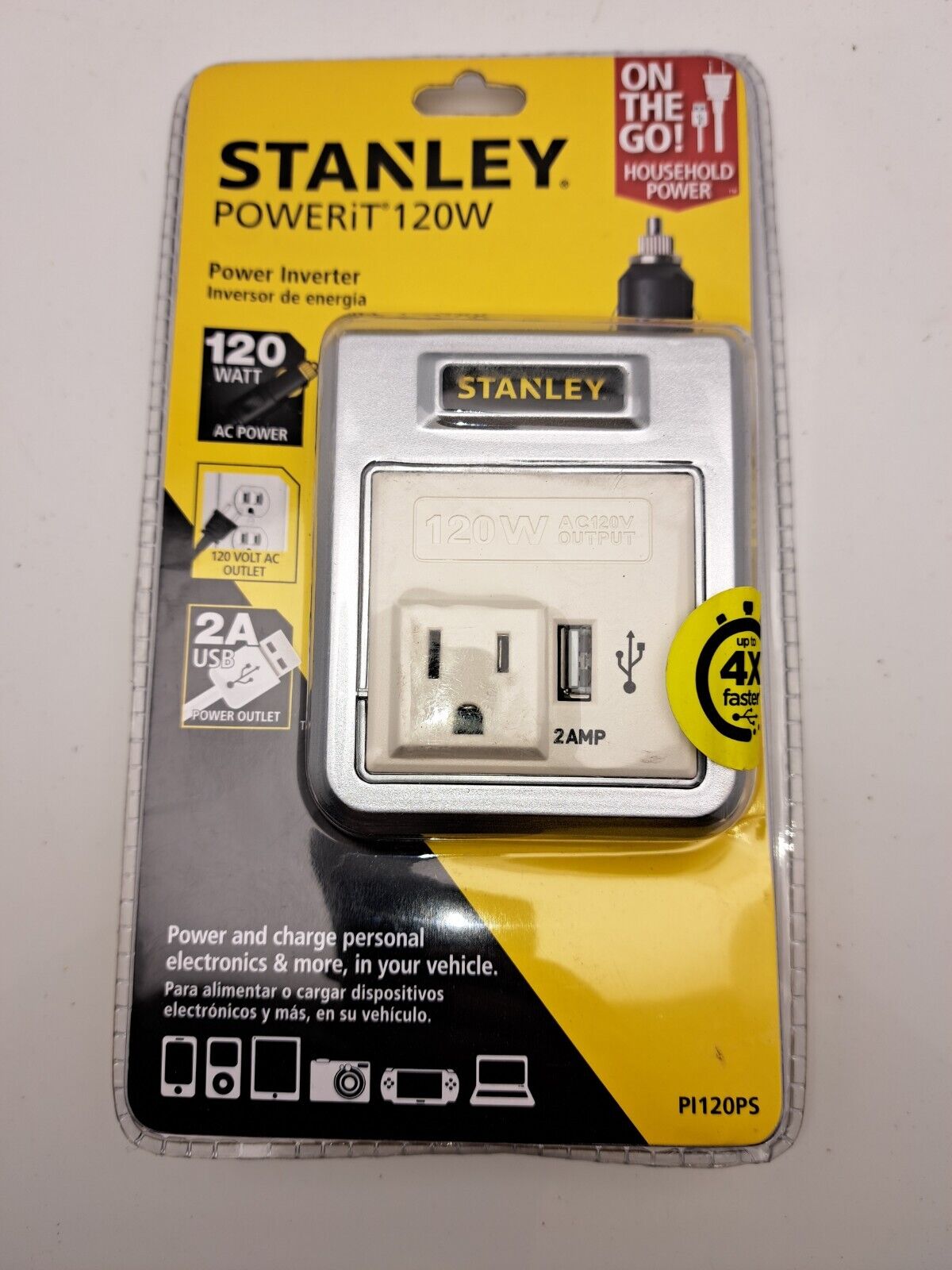 STANLEY POWERiT PI120PS 120W Car Power Inverter With USB Power Outlets