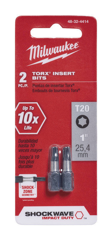 Milwaukee 48-32-4414 2 Piece T20 Torx Insert Bits 1" (Milwaukee Bin)