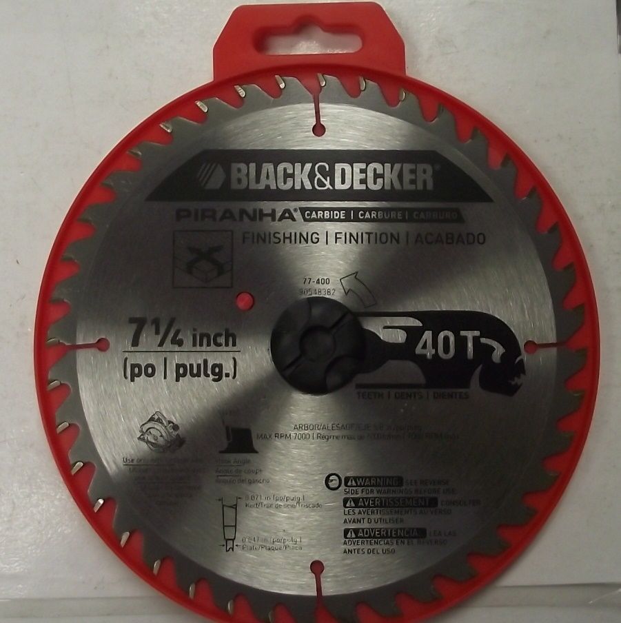 Black & Decker 77-400 c 7-1/4" x 40 Tooth Piranha Carbide Saw Blade