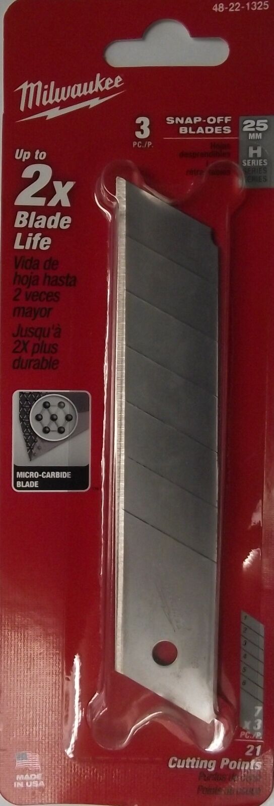 Milwaukee 48-22-1325 25mm (3 PK)  General Purpose Snap Blades USA