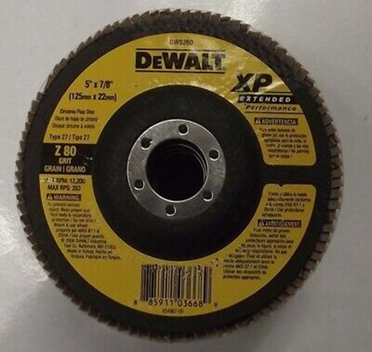 DEWALT DW8260 5" X 7/8" 80G XP FLAP DISC 5PCS.