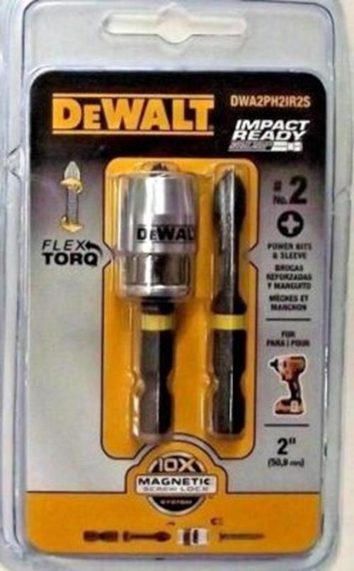 Dewalt DWA2PH2IR2S 2 Pack #2 PH 2" Impact Ready FlexTorQ Power Bits & Sleeve