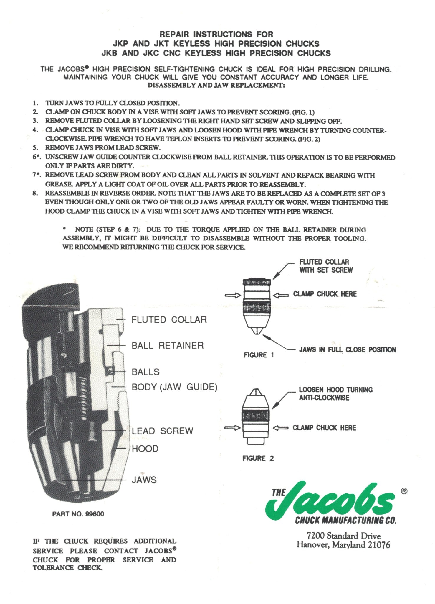 Jacobs 30545 JKB 160-50L High Precision Keyless Chuck 3.0-16.0mm