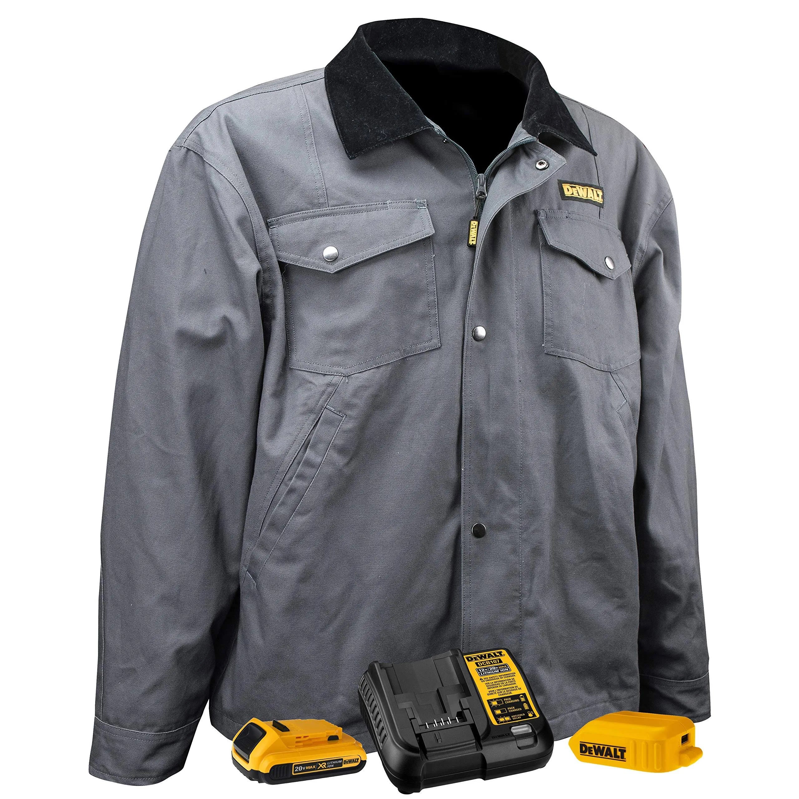 DeWalt DCHJ083CD1-S Charcoal Color 20V MAX Lithium Ion Barn Coat with Battery Kit Small