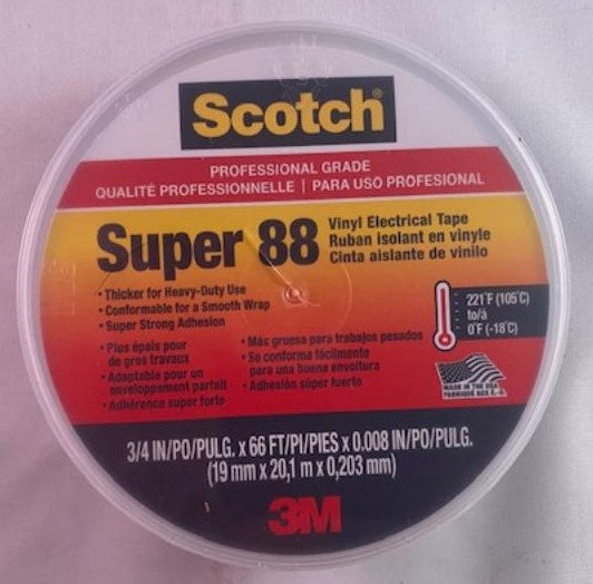 Scotch Super 88 Electrical Tape 3/4" x 66' x 0.0085" USA