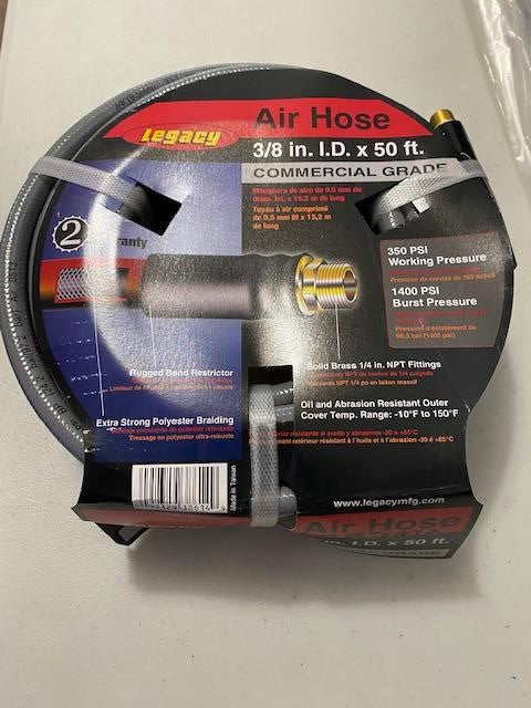 Legacy HWF3850GY2 3/8" x 50ft Commercial Air Hose 350 PSI Working Pressure