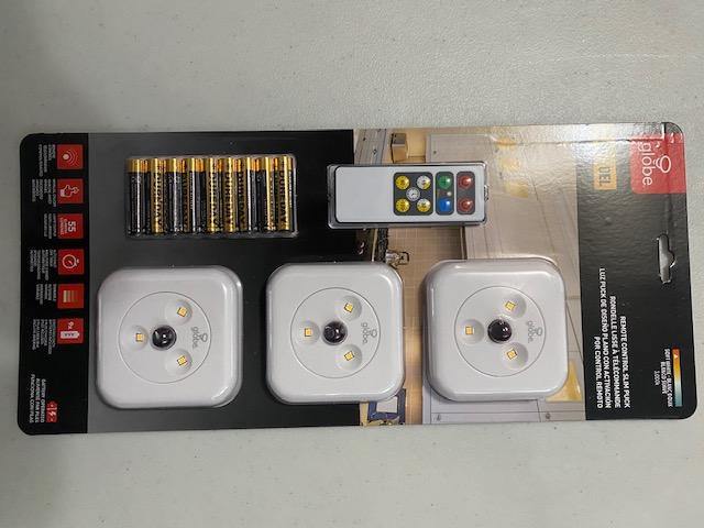 Globe LED Under Cabinet Slim Puck Light 3-Pack Universal Remote Control Included
