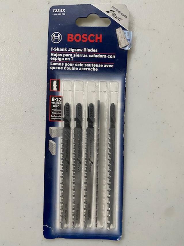 Bosch T234X 4-1/2" x 8-12 TPI Progressor Wood Cutting T-Shank Jig Saw Blades 5pc #I-107