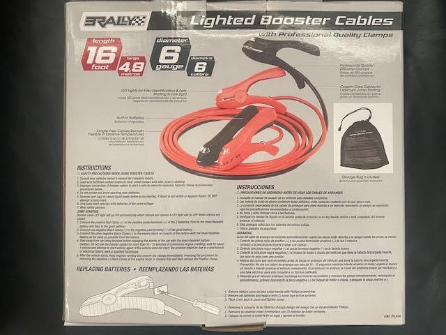 Rally 7338 Lighted Booster Cables 16 Foot 6 Gauge