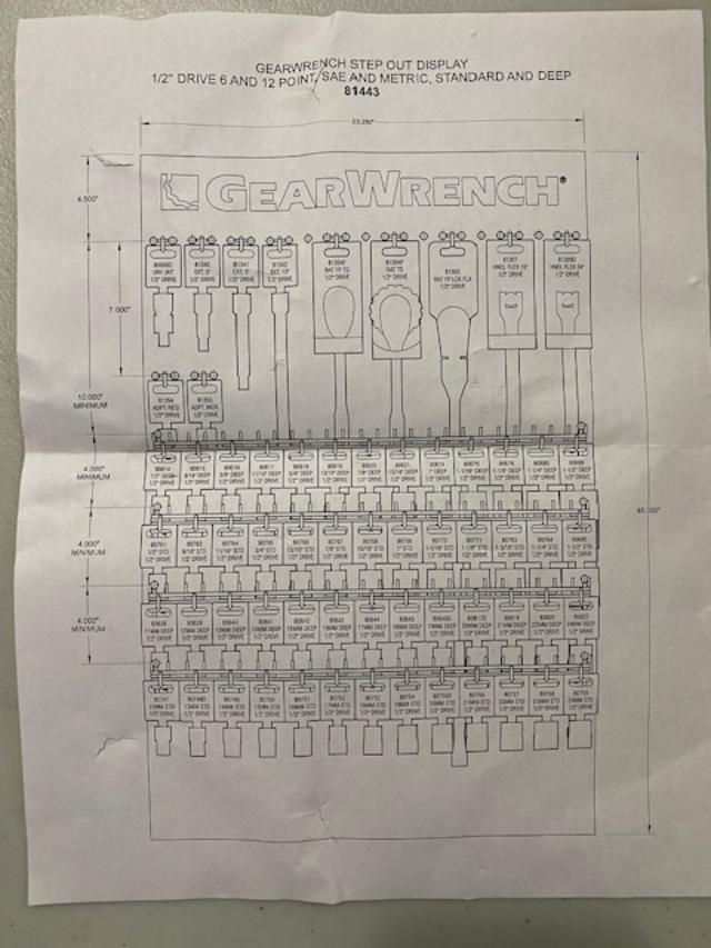 Gearwrench Step Out 1/2" Drive Display SAE And Metric Ratchets Sockets 81443