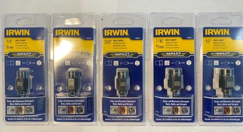 Irwin 1859107-5 5pc 1/2" Impact Extractor BOLT-GRIP 1/4" Hex Drive