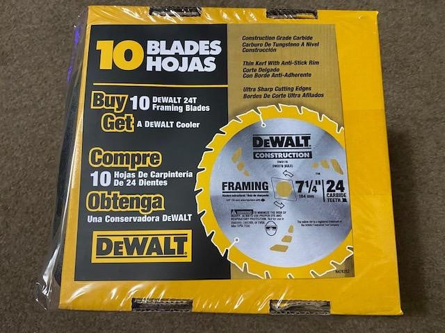 Dewalt DW3578C9NC 7-1/4" x 24 Circular Saw Blades 10pcs. And Cooler