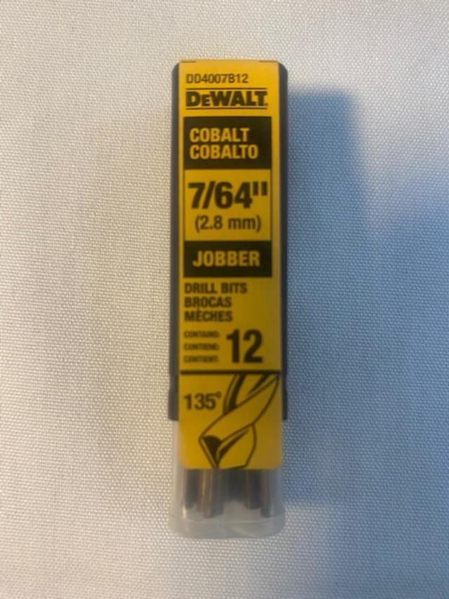 DeWalt DD4007B12 7/64" Cobalt Jobber Length Drill Bits 12pcs. Germany
