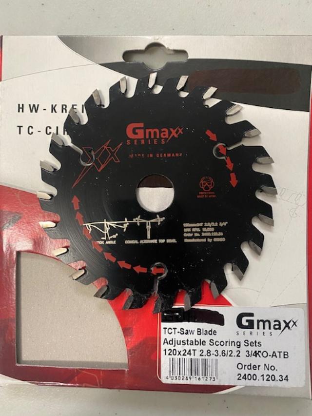 Gmaxx 2400.120.34 120mm 24 Teeth Scoring Circular Saw Blade 3/4" Arbor