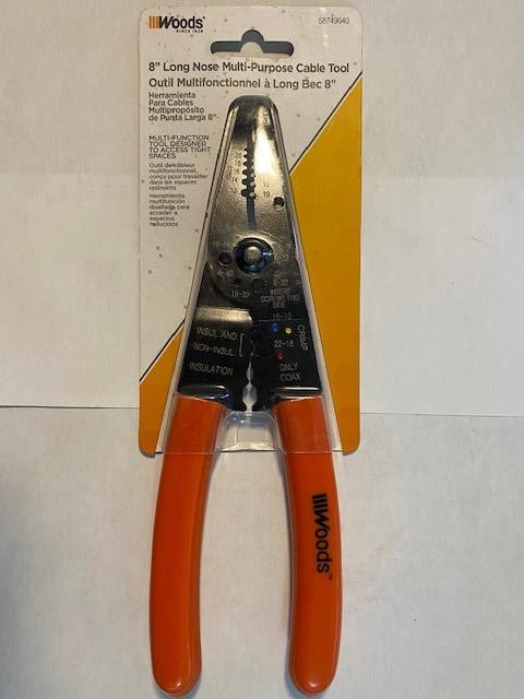 Woods 58749640 8" Long Nose Multi-Purpose Cable Tool Pliers
