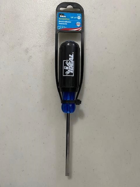 Ideal 35-150Blue HD Electrician's Screwdriver 1/4" x 4" Blue Handle USA