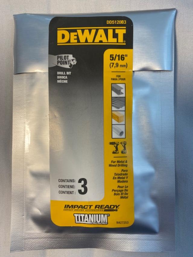 Dewalt DD5120B3 5/16in Impact Tin Pilot Point Drill Bit - 3 Pk Bulk