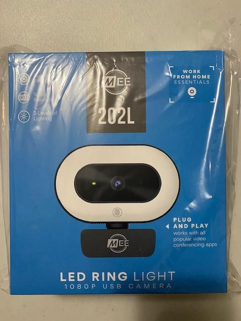 MEE Audio CAM-202L 1080p HD USB Webcam W Built-In LED Ring Light Autofocus Micro