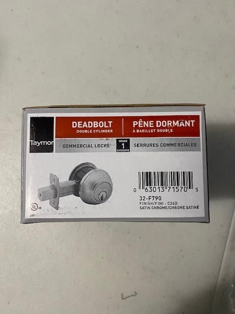 Taymor 32-F790 Commercial Grade 1 Double Cylinder Deadbolt Satin Chrome