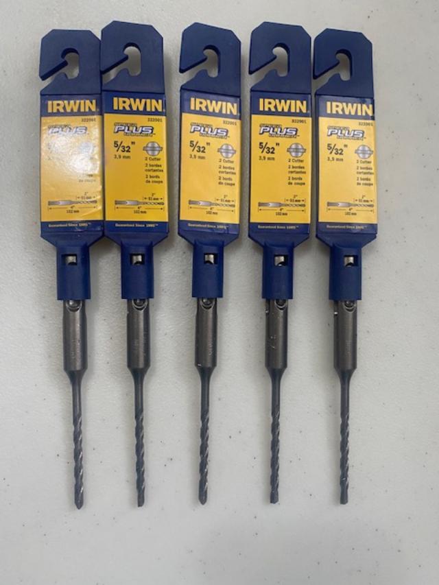 IRWIN 322001 5/32" x 2” x 4” SDS-PLUS SPEED HAMMER Drill Bit 5pcs.