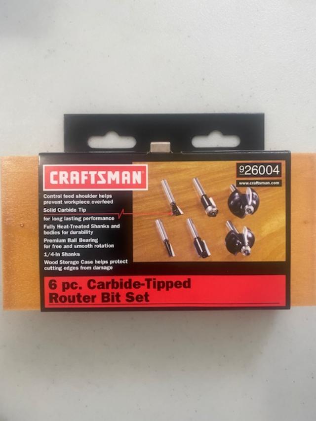 Craftsman 26004 1/4" Shank Carbide Tipped Router Bit 6 Piece Set