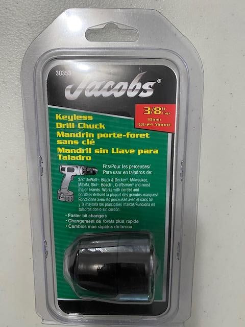 Jacobs 30353 Keyless Drill Chuck 3/8" 10mm 3/8-24 Mount