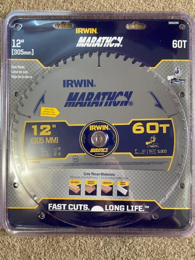 IRWIN Marathon IWAS1260 12" x 60-Tooth Carbide Miter/Table Saw Blade