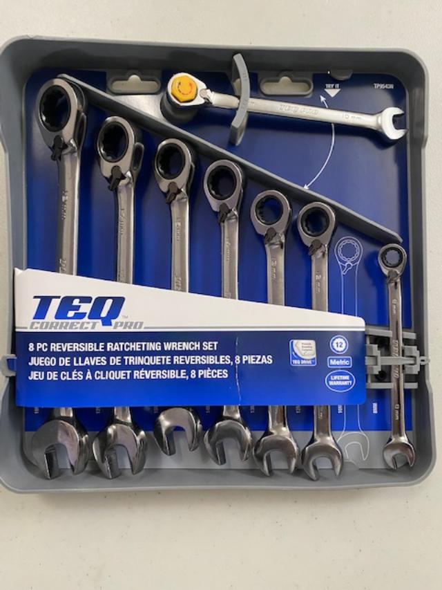 TEQ Correct TP9543 Professional 8-Piece Reversible Ratcheting Combination Wrench Set