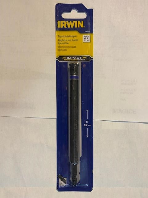 IRWIN 1899890 6" x 3/8" Impact Socket Adapter 1/4 Quick Change Shank