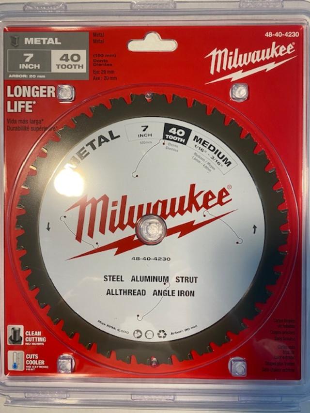 Milwaukee 48-40-4230 Metal Cutting Circular Saw Blade 7'' 40T 20MM Arbor