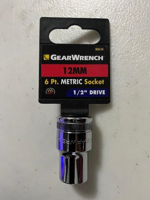 GearWrench 80624 1/2" 12mm Drive 6 Point Standard Metric Socket